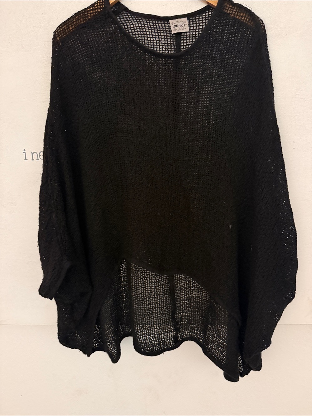 Women’s Black Open-Knit Lightweight Pullover Top